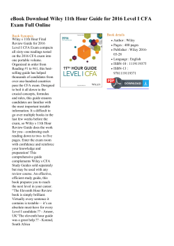 eBook Wiley 11th Hour Guide for 2016 Level I CFA Exam