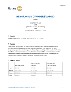 Cooperating Organization Memorandum of Understanding