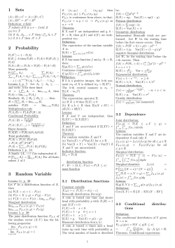 1 Sets 2 Probability 3 Random Variable