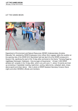 let the games begin - Department of Environment and Natural