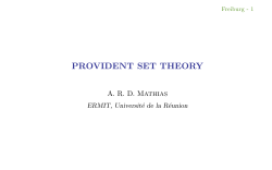 PROVIDENT SET THEORY