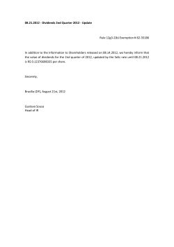 08.21.2012 - Dividends 2nd Quarter 2012 - Update Rule 12g3