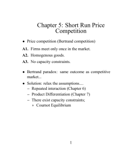 Chapter 5: Short Run Price Competition