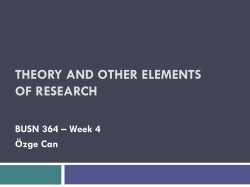 THEORY AND OTHER ELEMENTS OF RESEARCH BUSN 364