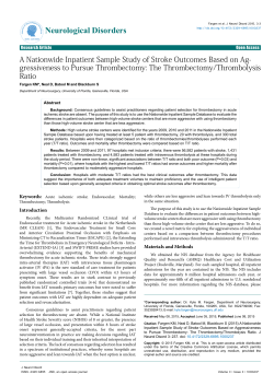 A Nationwide Inpatient Sample Study of Stroke Outcomes Based on