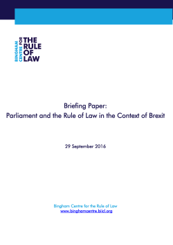 Briefing Paper: Parliament and the Rule of Law in the Context of Brexit