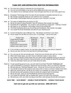 TAKE OFF AND ESTIMATING SERVICE INFORMATION Call now to