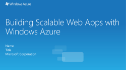 Building Scalable Web Apps with Windows Azure