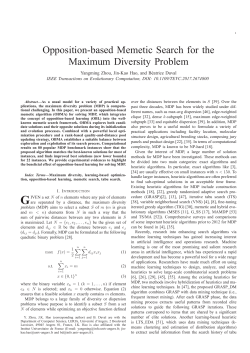 Opposition-based Memetic Search for the Maximum Diversity Problem