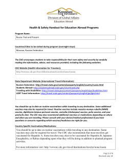 Russia 2016 Safety and Medical Handout