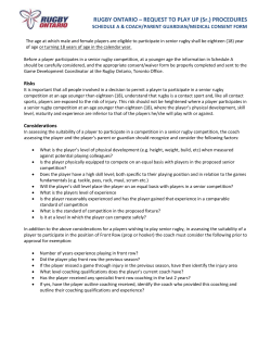 Rugby Ontario - Schedule A - Exception to the Two