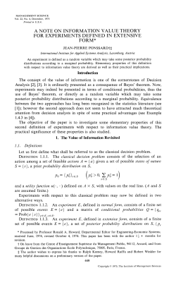a note on information value theory for experiments defined in