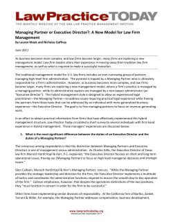 Managing Partner or Executive Director?: A New Model for Law Firm