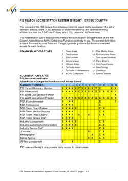FIS SEASON ACCREDITATION SYSTEM 2016/2017 - FIS-Ski