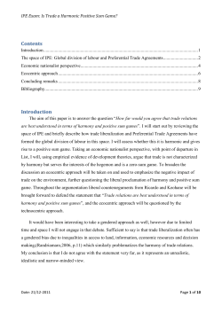 IPE Exam: Is Trade a Harmonic Positive Sum Game?