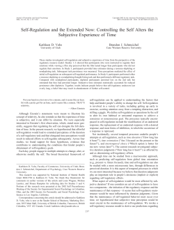 Self-Regulation and the Extended Now: Controlling the Self Alters