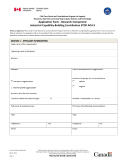 Application Form - Agence spatiale canadienne