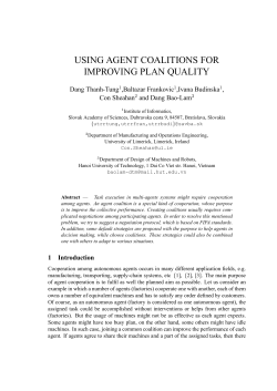 using agent coalitions for improving plan quality