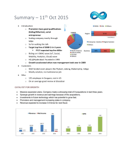 Summary &ndash; 11th Oct 2015 Introduction Promoters have good