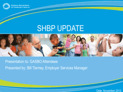 State Health Benefit Plan Update