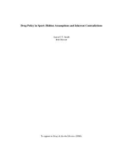 Drug Policy in Sport: Hidden Assumptions and Inherent Contradictions