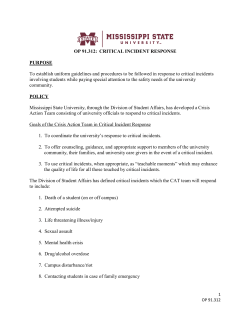 Critical Incident Response - Operating Policies and Procedures
