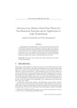 Overview of an Abstract Fixed Point Theory for Non
