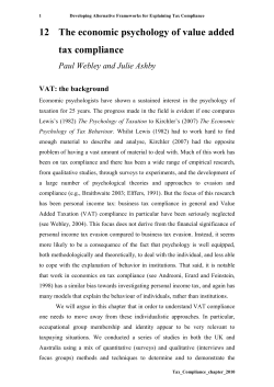 12 The economic psychology of value added tax compliance