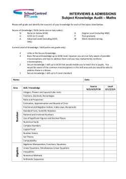 SCITT Maths Subject Knowledge Audit