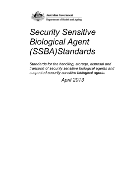 Full Publication - Security Sensitive Biological Agent (SSBA