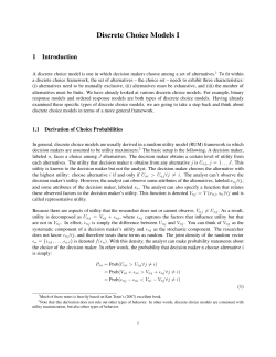 Discrete Choice Models I