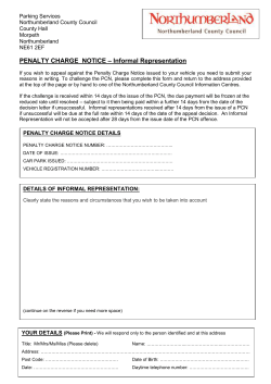 informal representation form - Northumberland County Council
