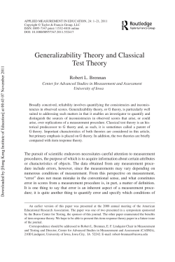 Generalizability Theory and Classical Test Theory