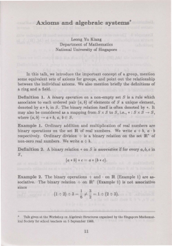 Axioms and algebraic systems - Singapore Mathematical Society