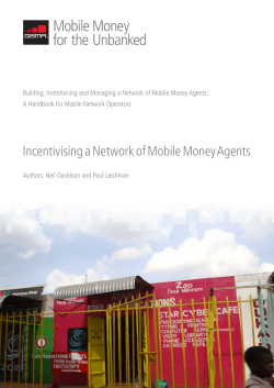 Incentivising a Network of Mobile Money Agents
