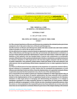 Criminal Code of Bosnia and Herzegovina