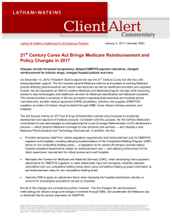 21st Century Cures Act Brings Medicare Reimbursement and Policy