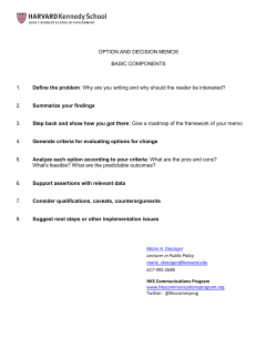 OPTION AND DECISION MEMOS BASIC COMPONENTS 1. Define