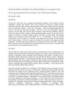 ISLAM, ISLAMISM, AND POLITCS IN EURASIA REPORT, Vol