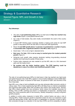 Special Figure NPL and Growth in Italy
