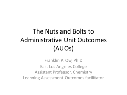 The Nuts and Bolts to Administrative Unit Outcomes (AUOs)