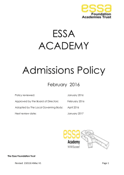 Determined Admission arrangements for Essa