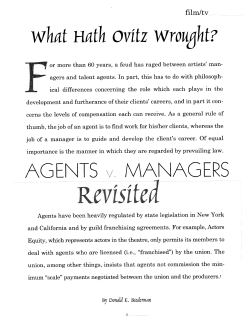 Agents v. Managers Revisited - Vanderbilt Journal of Entertainment