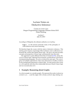 Lecture Notes on Deductive Inference - University of Oregon