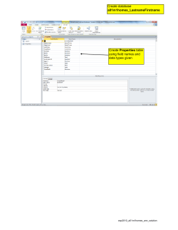 Create Properties table using field names and data types given