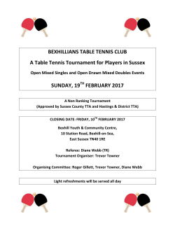BEXHILLIANS TABLE TENNIS CLUB A Table