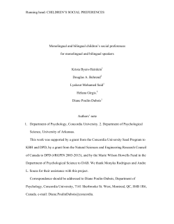 CHILDREN`S SOCIAL PREFERENCES Monolingual and bilingual