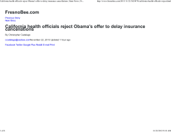 California health officials reject Obama`s offer to delay insurance