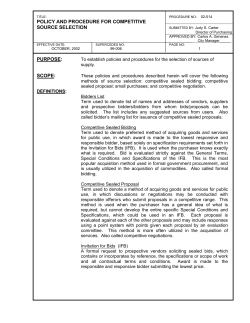 policy and procedure for competitive source selection