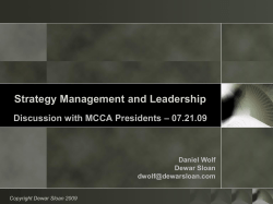 Strategy Management and Leadership Discussion with MCCA